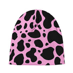 Black And Pink Cow Print Beanie