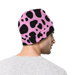Black And Pink Cow Print Beanie