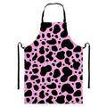 Black And Pink Cow Print Bib Apron With Pocket