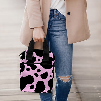 Black And Pink Cow Print Bible Tote Bag