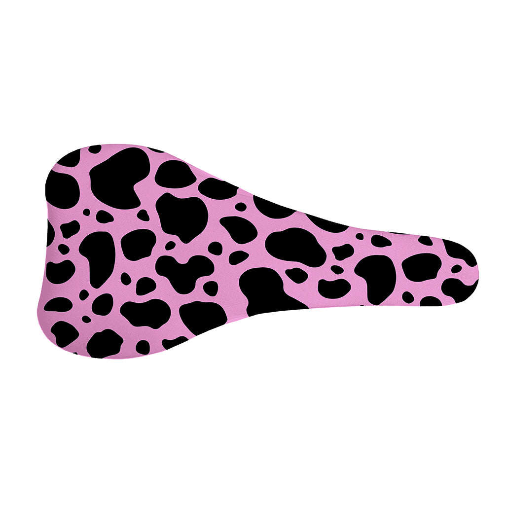 Black And Pink Cow Print Bicycle Seat Cover