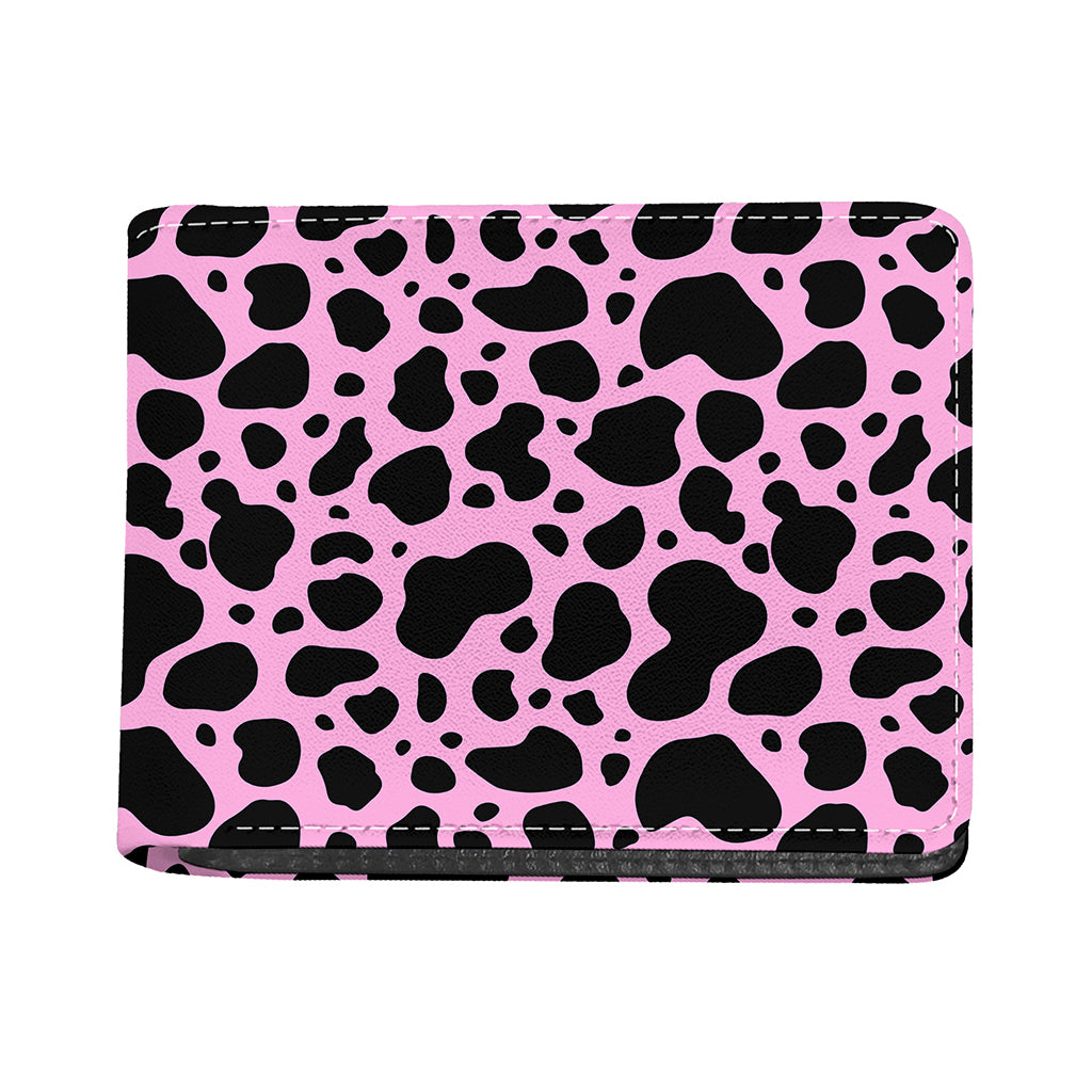 Black And Pink Cow Print Bifold Wallet