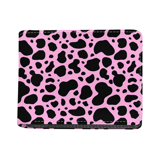 Black And Pink Cow Print Bifold Wallet