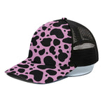 Black And Pink Cow Print Black Mesh Trucker Cap