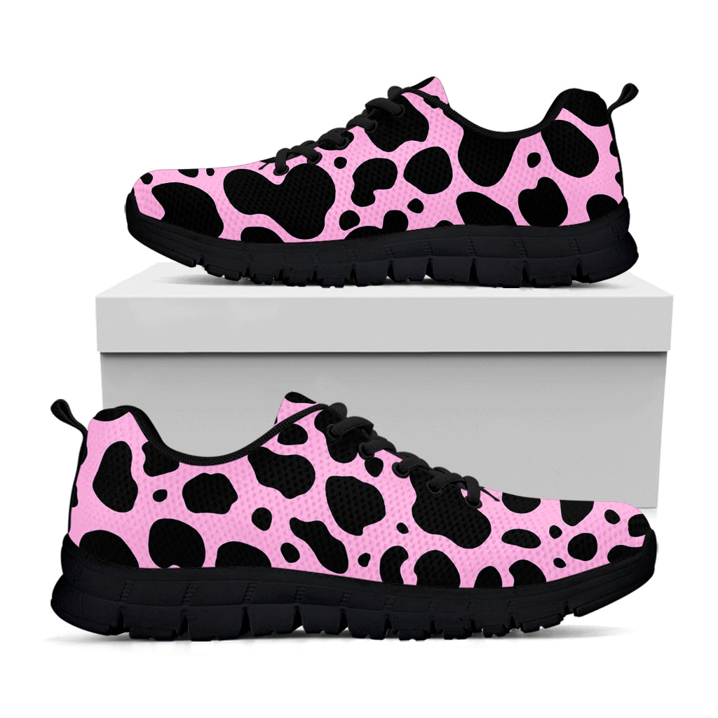 Black And Pink Cow Print Black Running Shoes