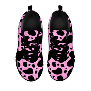 Black And Pink Cow Print Black Running Shoes