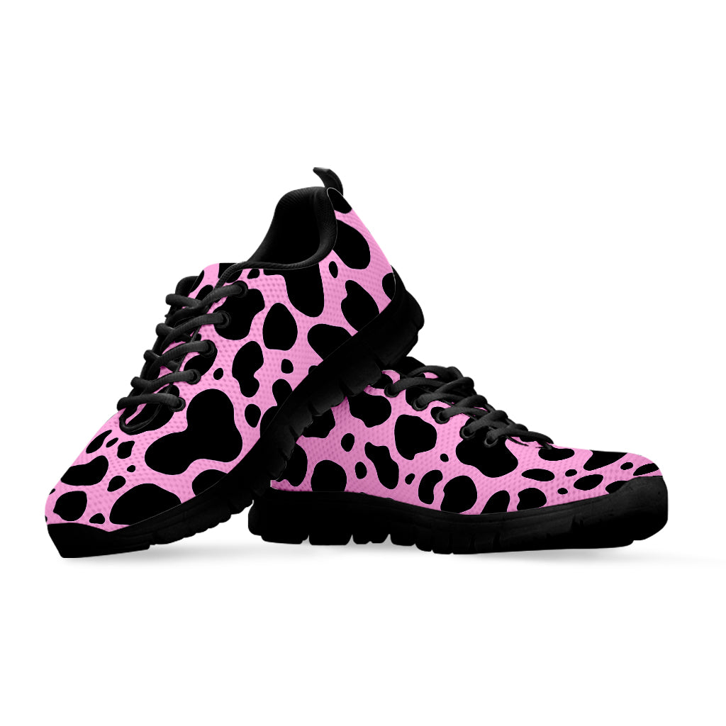 Black And Pink Cow Print Black Running Shoes