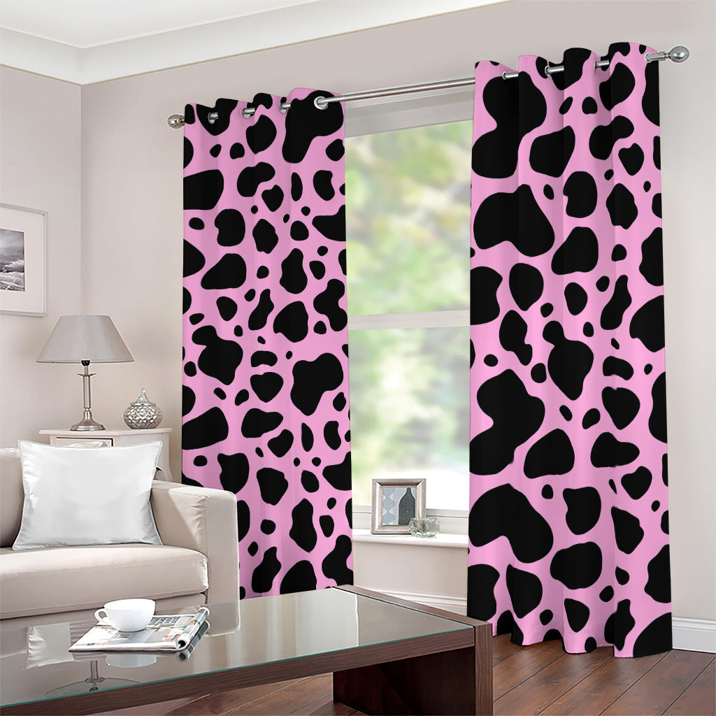 Black And Pink Cow Print Blackout Grommet Curtains