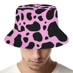 Black And Pink Cow Print Bucket Hat