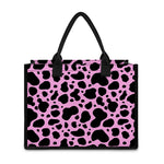 Black And Pink Cow Print Canvas Tote Bag