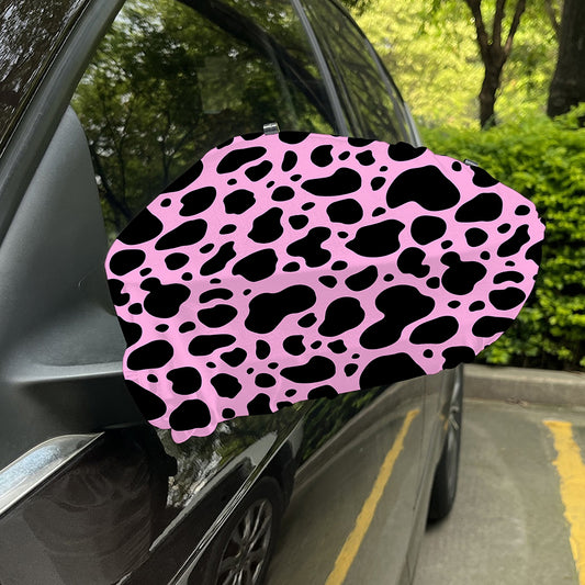 Black And Pink Cow Print Car Side Mirror Covers