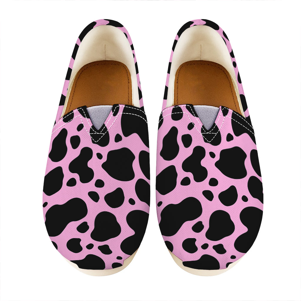 Black And Pink Cow Print Casual Shoes