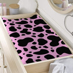 Black And Pink Cow Print Changing Pad Cover
