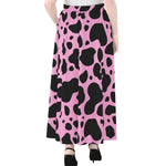 Black And Pink Cow Print Chiffon Maxi Skirt