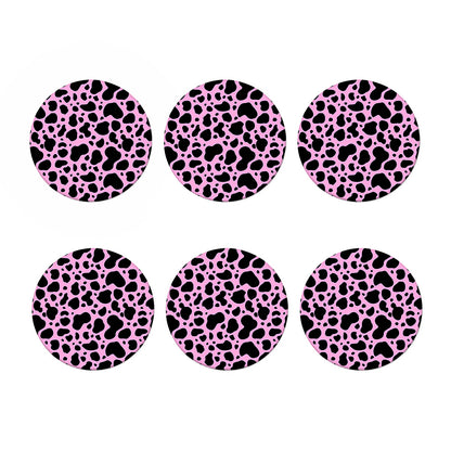 Black And Pink Cow Print Coaster Set