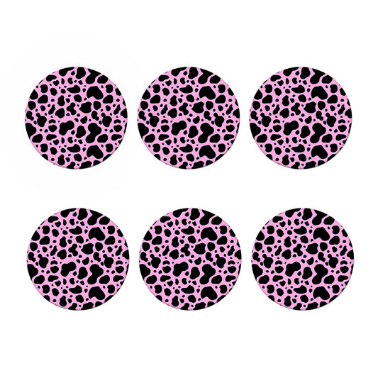 Black And Pink Cow Print Coaster Set