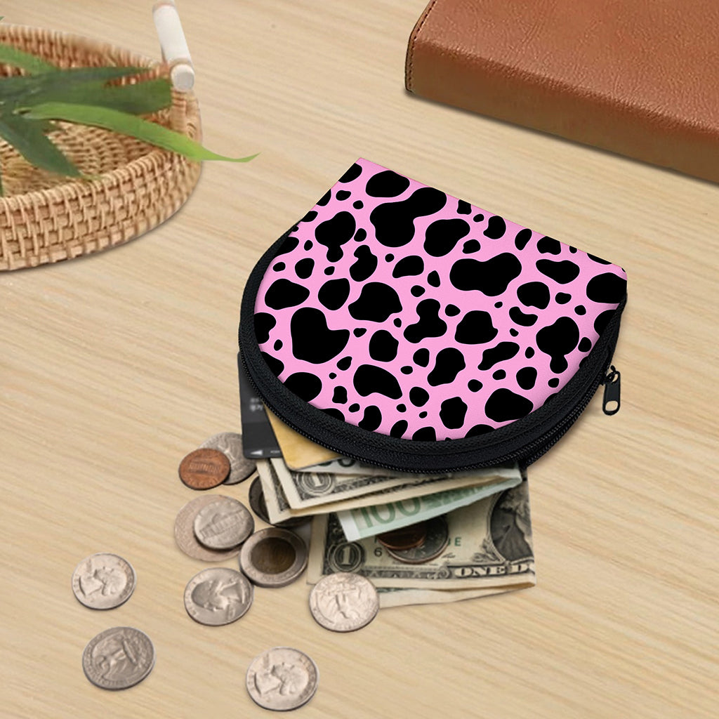 Black And Pink Cow Print Coin Purse