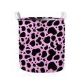 Black And Pink Cow Print Collapsible Laundry Basket