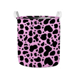 Black And Pink Cow Print Collapsible Laundry Basket