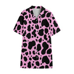 Black And Pink Cow Print Cotton Hawaiian Shirt