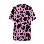 Black And Pink Cow Print Cotton Hawaiian Shirt