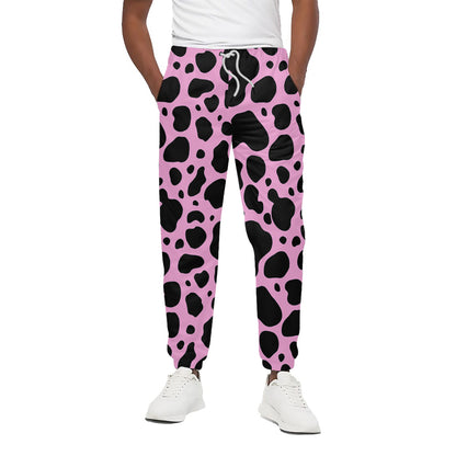 Black And Pink Cow Print Cotton Pants