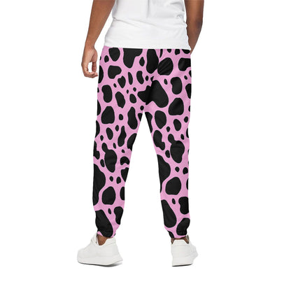 Black And Pink Cow Print Cotton Pants