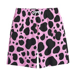 Black And Pink Cow Print Cotton Shorts