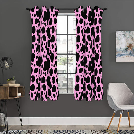 Black And Pink Cow Print Curtain