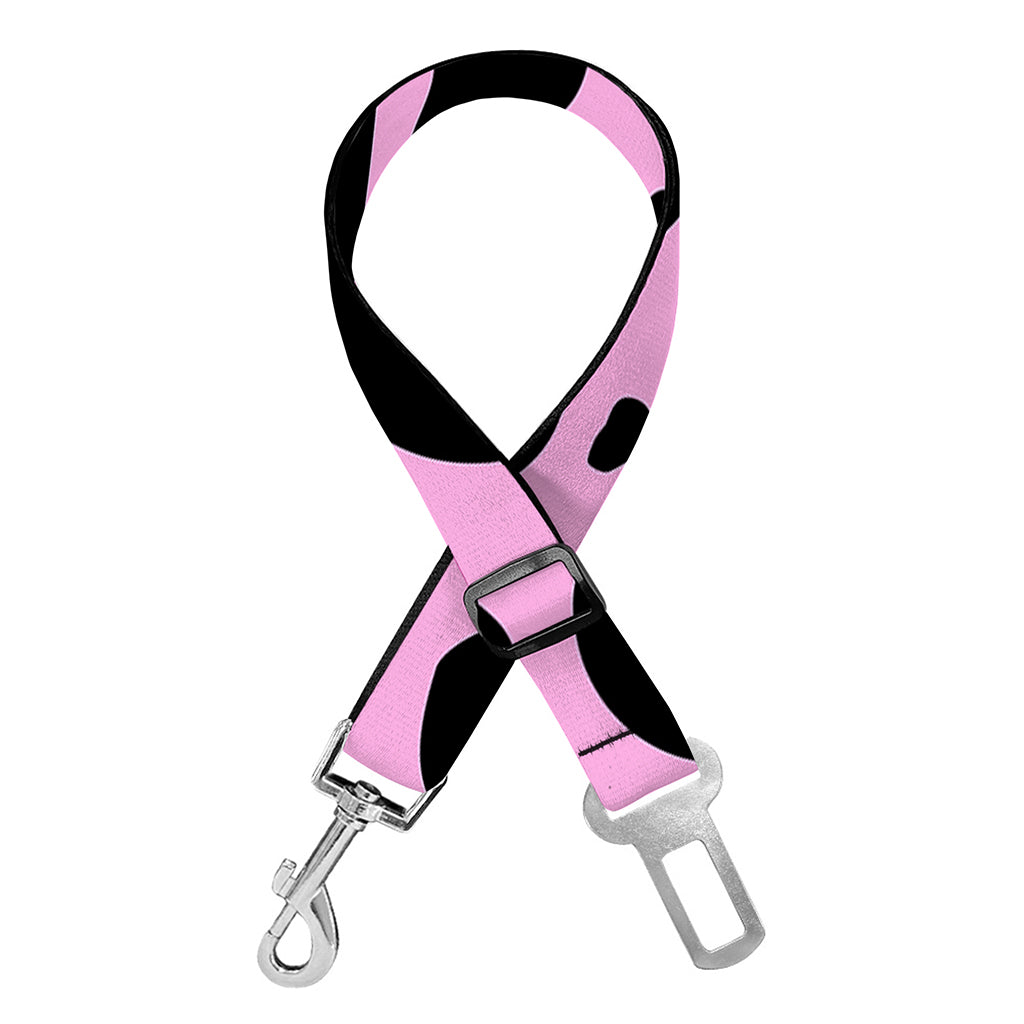 Black And Pink Cow Print Dog Seat Belt