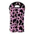 Black And Pink Cow Print Double Neoprene Wine Tote