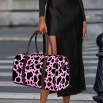Black And Pink Cow Print Duffle Bag