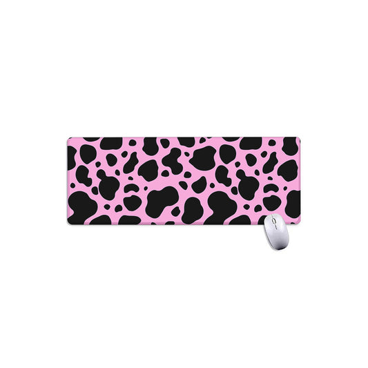 Black And Pink Cow Print Extended Mouse Pad