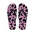 Black And Pink Cow Print Flip Flops