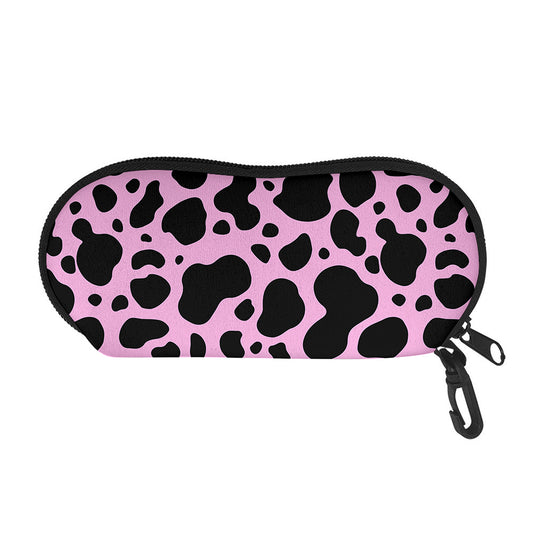 Black And Pink Cow Print Glasses Case