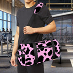 Black And Pink Cow Print Gym Bag