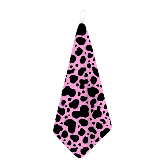 Black And Pink Cow Print Hand Towel