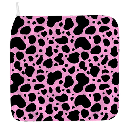 Black And Pink Cow Print Hand Towel