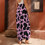 Black And Pink Cow Print Harem Pants
