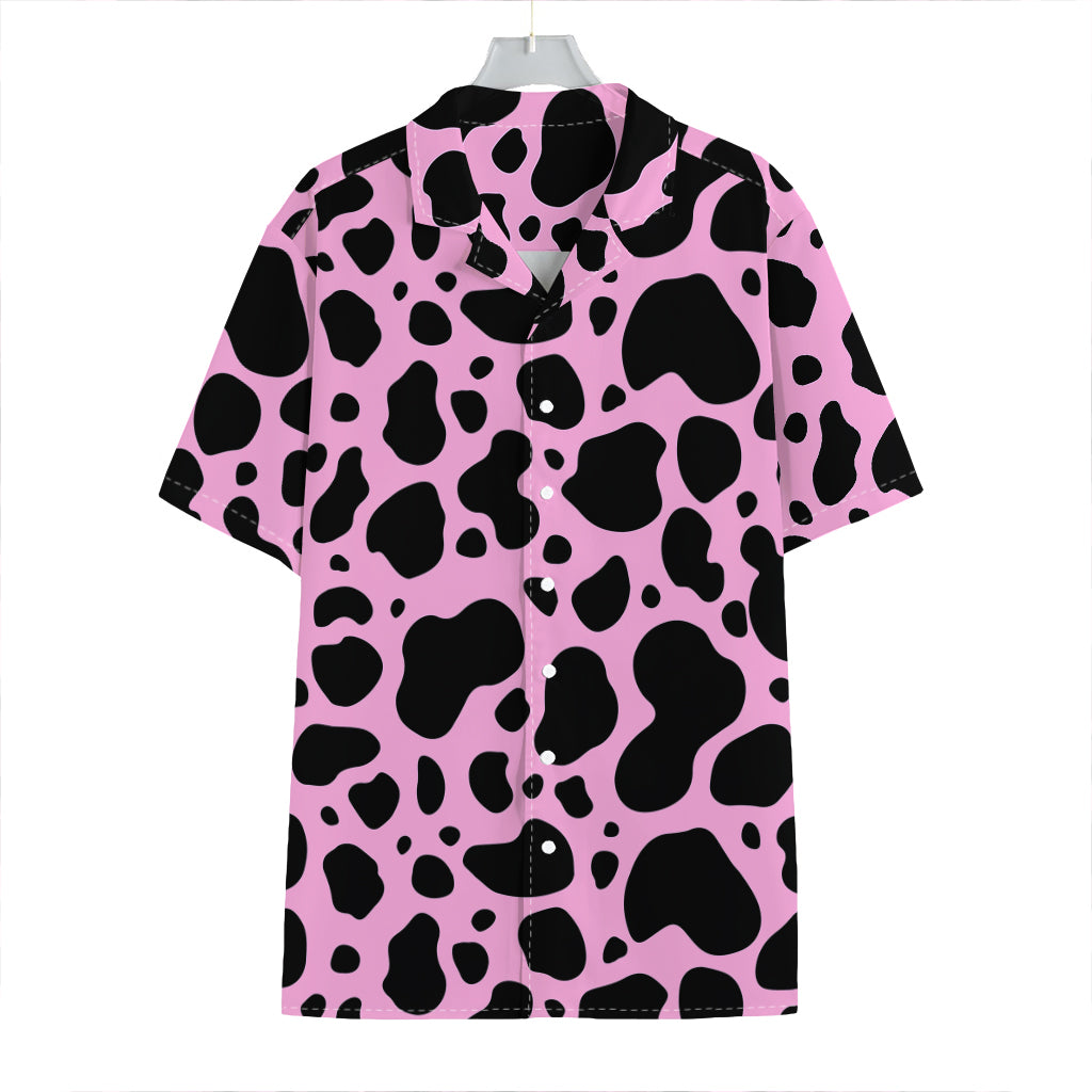 Black And Pink Cow Print Hawaiian Shirt