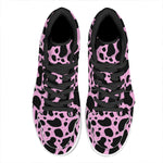 Black And Pink Cow Print High Top Leather Sneakers