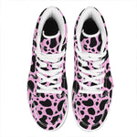 Black And Pink Cow Print High Top Leather Sneakers