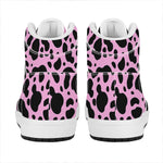 Black And Pink Cow Print High Top Leather Sneakers