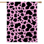 Black And Pink Cow Print House Flag