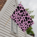 Black And Pink Cow Print House Flag