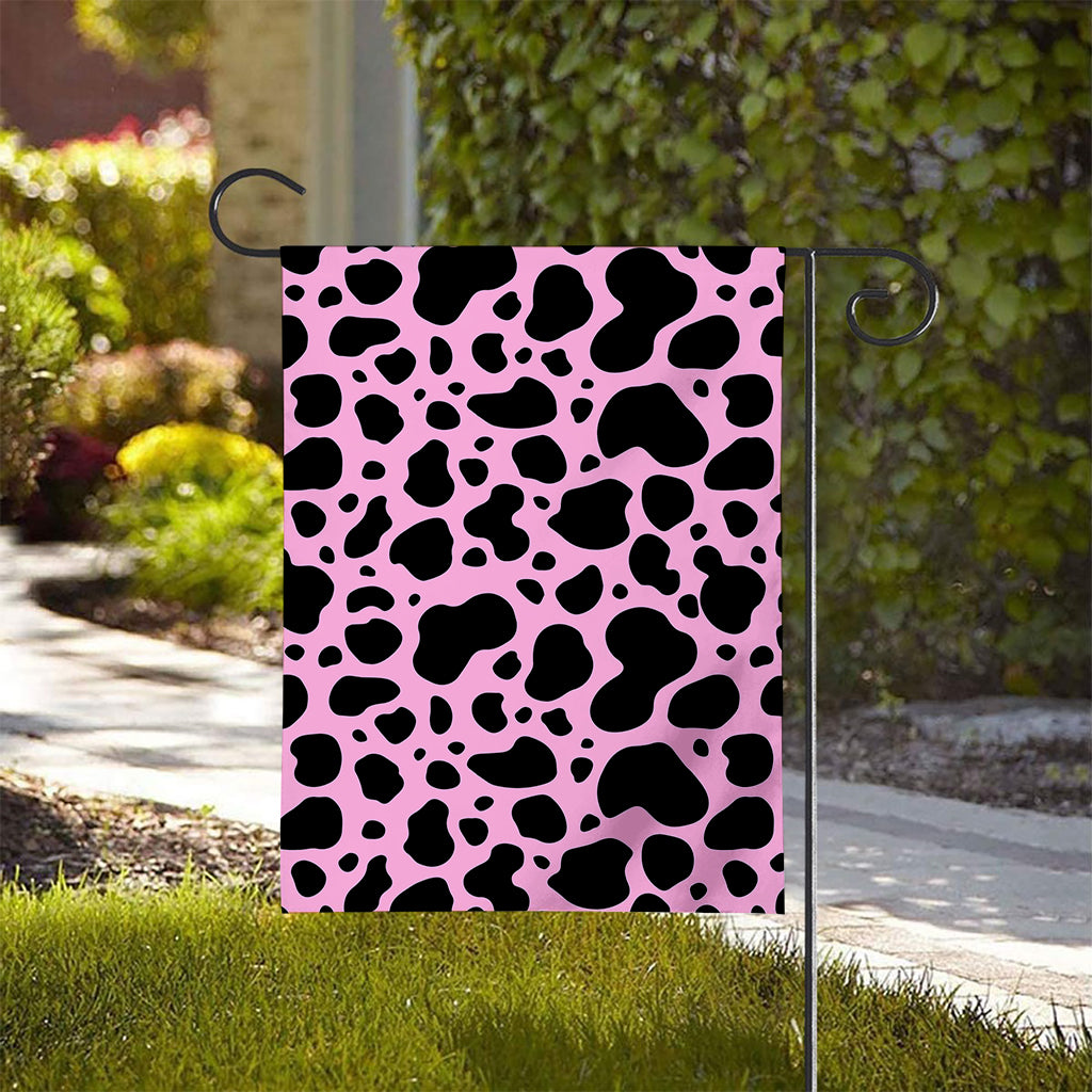 Black And Pink Cow Print House Flag