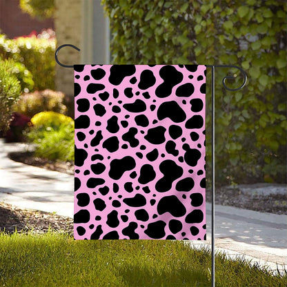 Black And Pink Cow Print House Flag