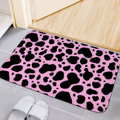Black And Pink Cow Print Indoor Door Mat