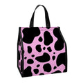 Black And Pink Cow Print Insulated Lunch Tote