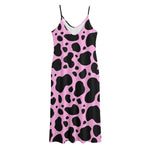 Black And Pink Cow Print Jersey Midi Cami Dress